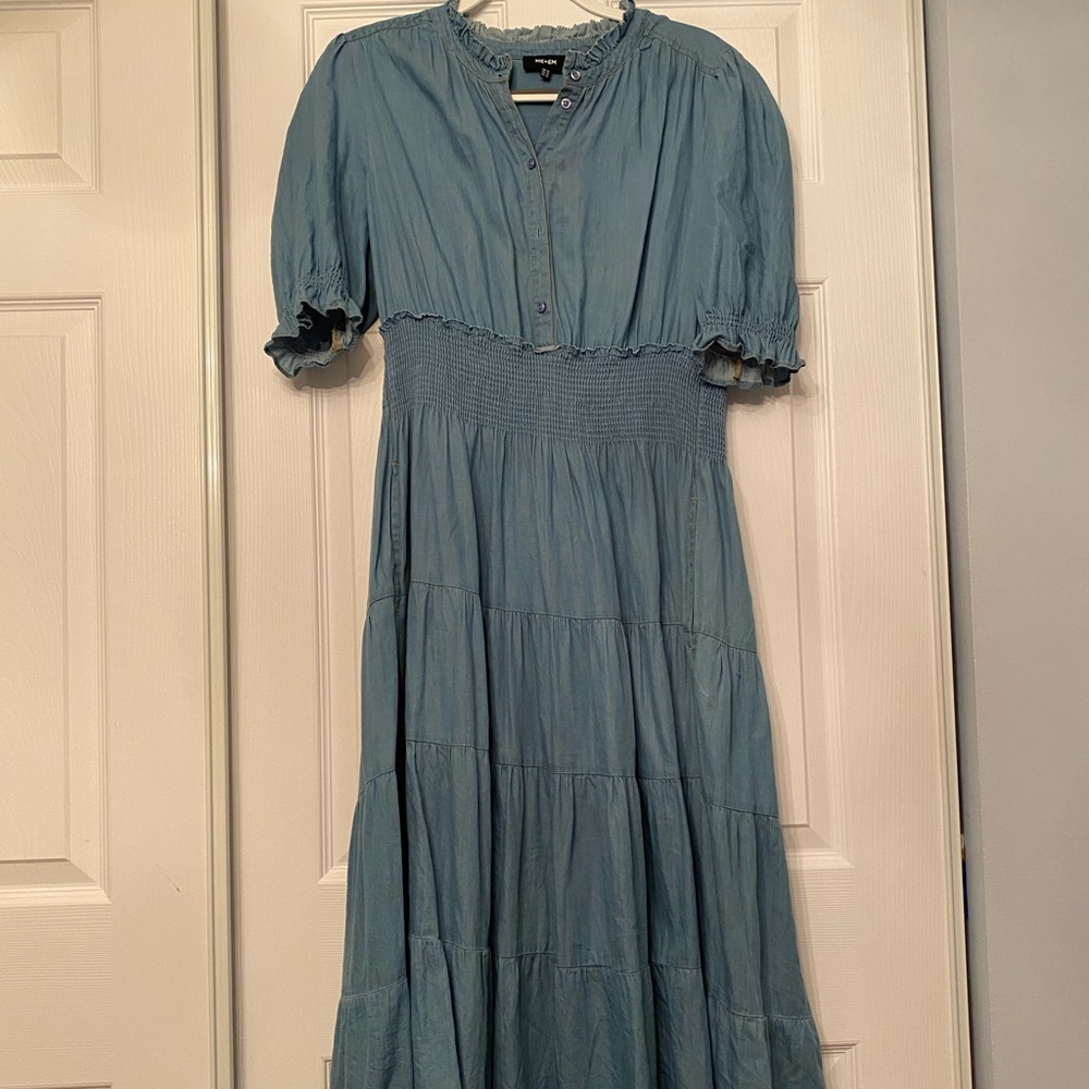 ME+EM Blue Tiered Dress